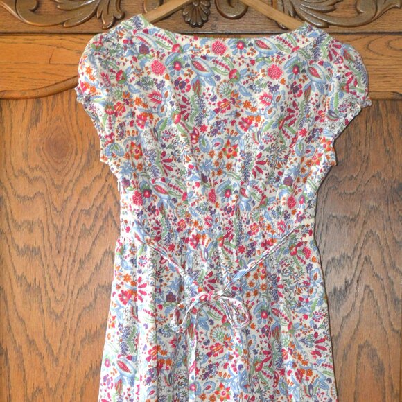 SUNDANCE Empire Waist Jane Austen Regency Style Cotton Print Midi Dress SZ 8 - Picture 5 of 9